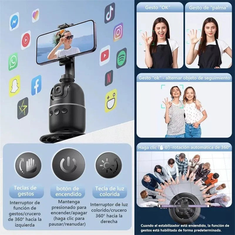 Handheld Gimbal Stabilizer - Anti-Shake Multifunctional Selfie Stick with Fill Light 001