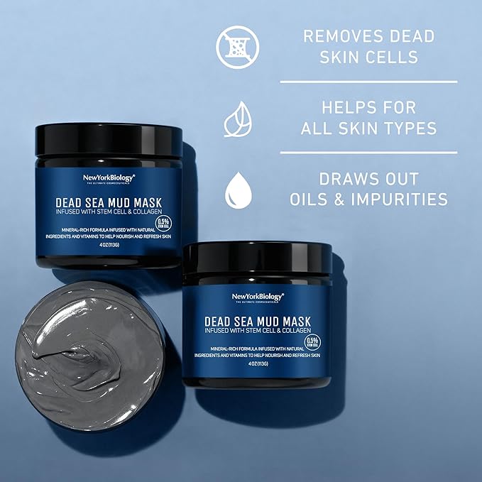 Dead Sea Mud Mask with Stem Cell & Collagen – Pore Cleansing, Blackhead & Oil Control Face Mask for All Skin Types