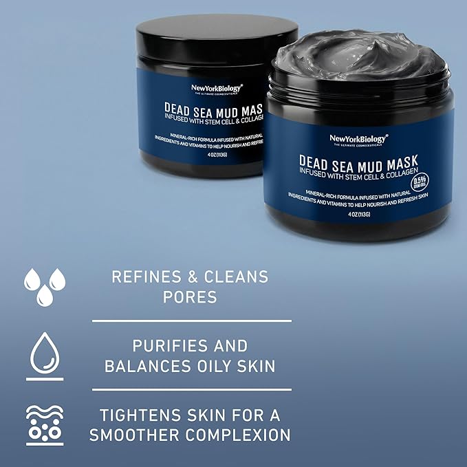 Dead Sea Mud Mask with Stem Cell & Collagen – Pore Cleansing, Blackhead & Oil Control Face Mask for All Skin Types