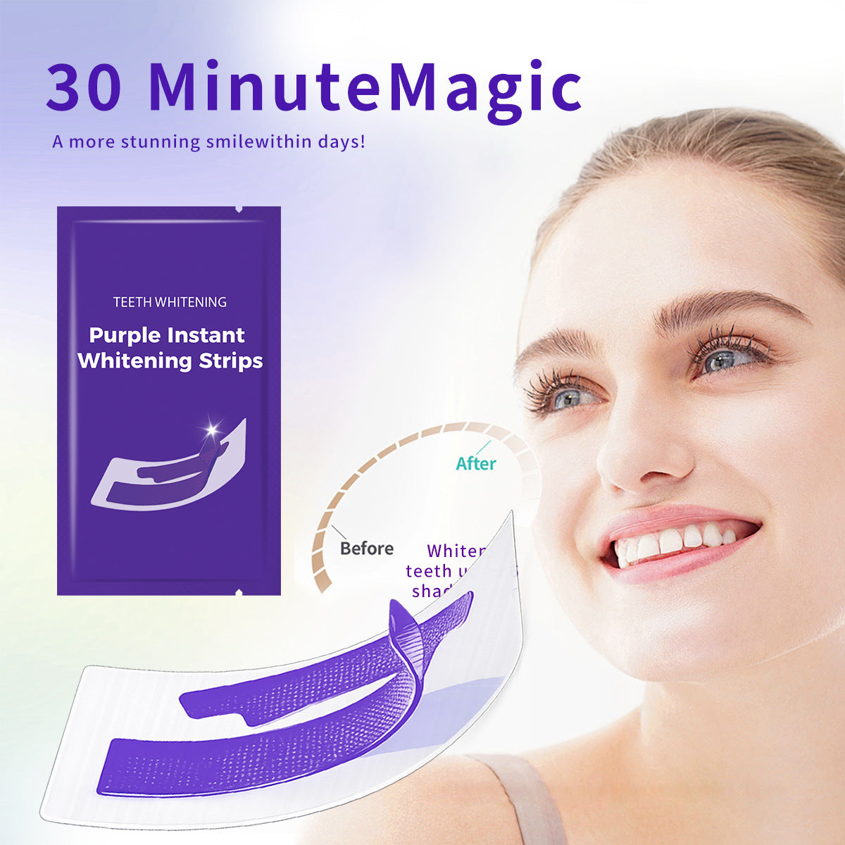 7 Pairs - Mini Pack SmileKit V34 Teeth Whitening Strips | Professional Purple Whitening Strips