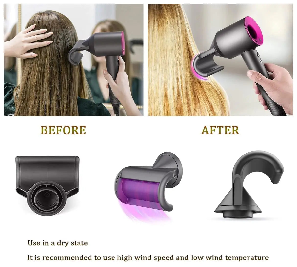 1600w Professional Hair Dryer - Hot & Cold Air, Lightweight Thermostatic Styling Tool 003
