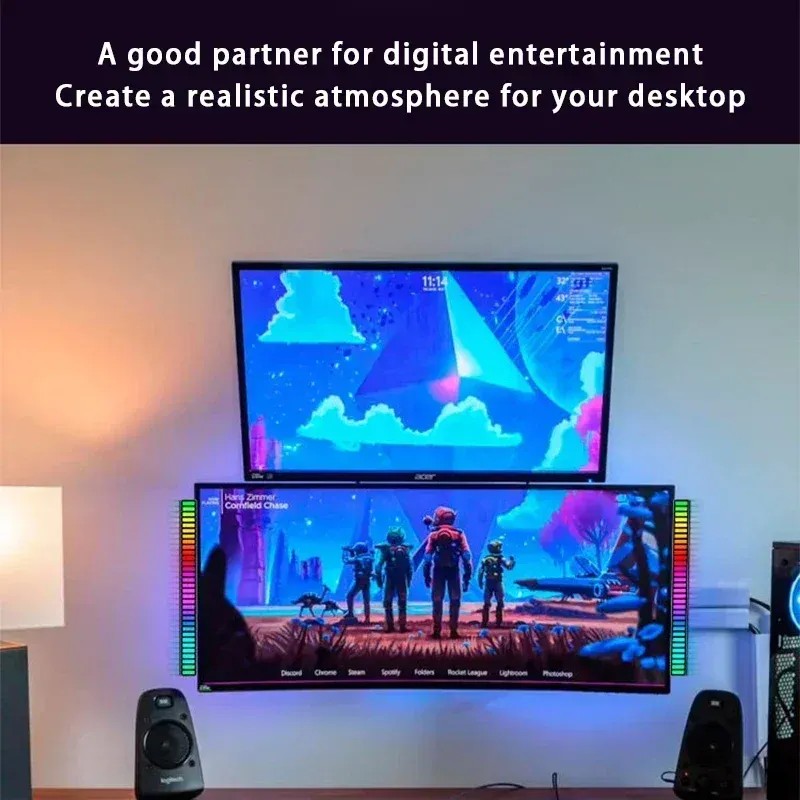 Smart LED Light Bars,Colorful Sound-Activated Rhythm Light,Usb Rechargeable,For Room Decoration,Car,Computer Desktop 001