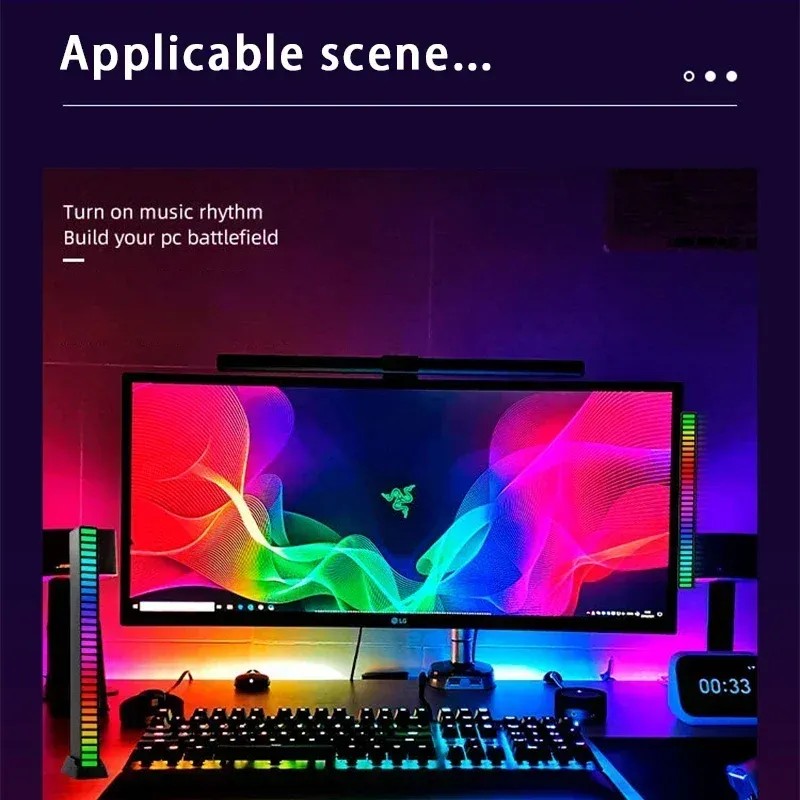 Smart LED Light Bars,Colorful Sound-Activated Rhythm Light,Usb Rechargeable,For Room Decoration,Car,Computer Desktop 001